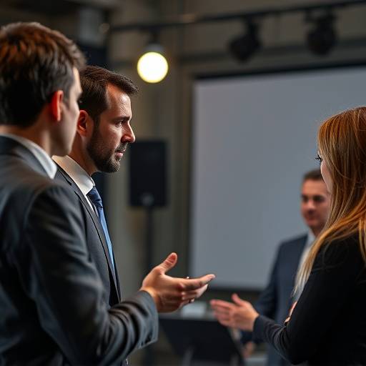 Oradores practicando t√©cnicas de persuasi√≥n en un entorno de simulaci√≥n