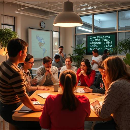 Un grupo de personas participando en una sesi√≥n de brainstorming en un espacio creativo.