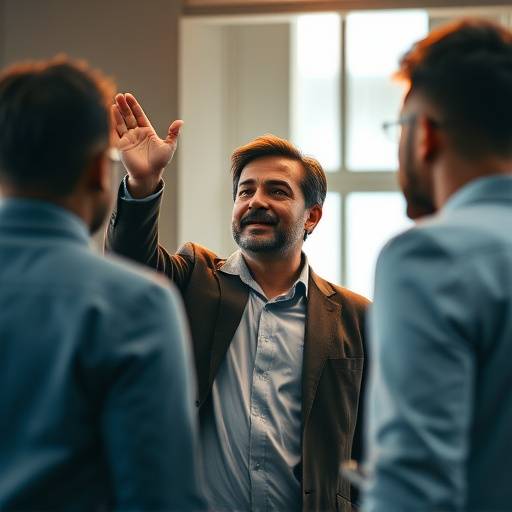 Un l√≠der inspirador dirigiendo a su equipo con una comunicaci√≥n clara y motivadora